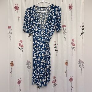 Reformation Blue and White Floral Midi Dress